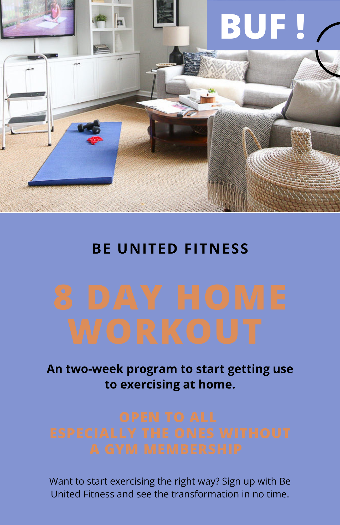 8 Day Home Workout (Demonstration videos included)