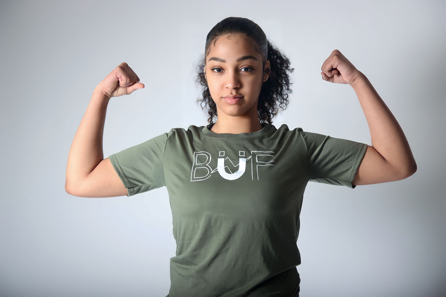 Unisex Military Green/White Performance T-Shirt