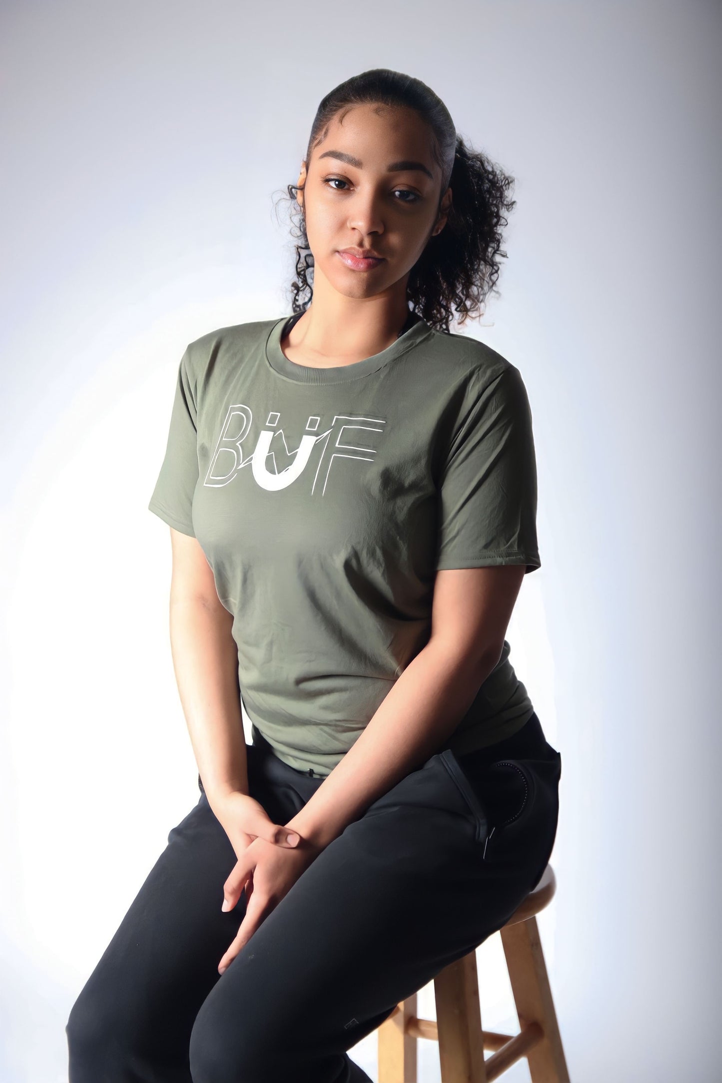 Unisex Military Green/White Performance T-Shirt