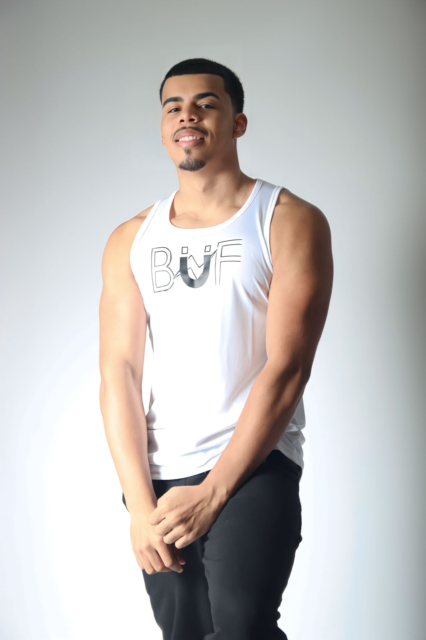 Men’s White/Black Performance Tank Top