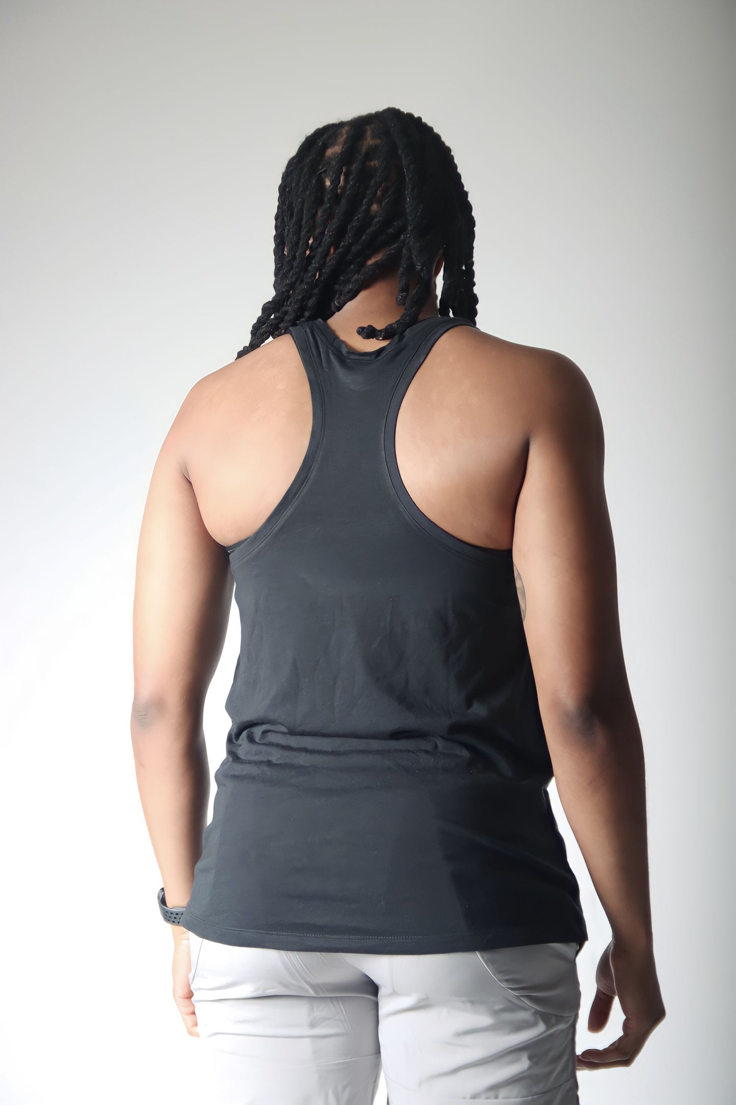 Ladies Black/White PosiCharge Tri-Blend Wicking Tank