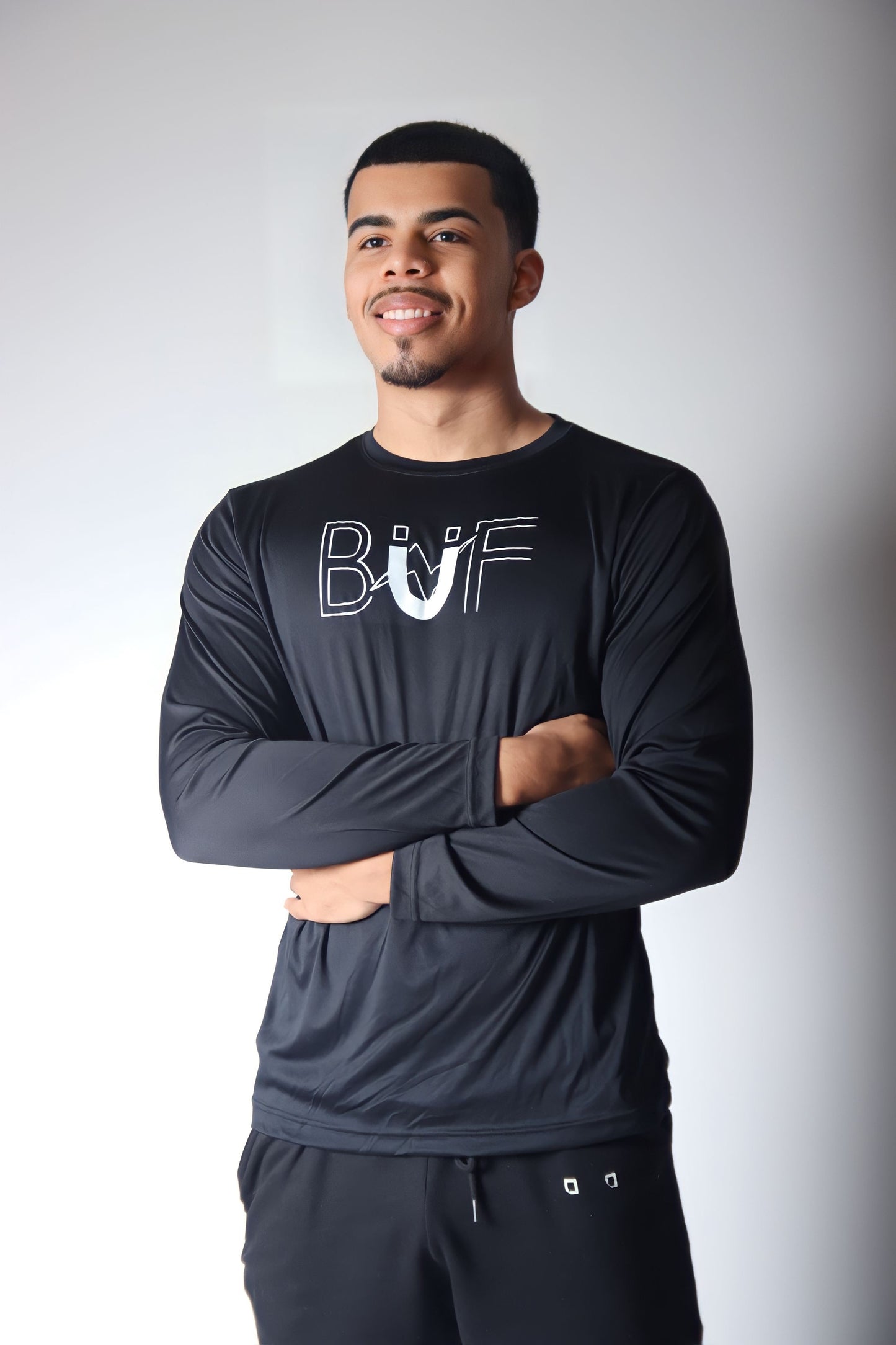 Unisex Black/White Performance Long-Sleeve T-Shirt