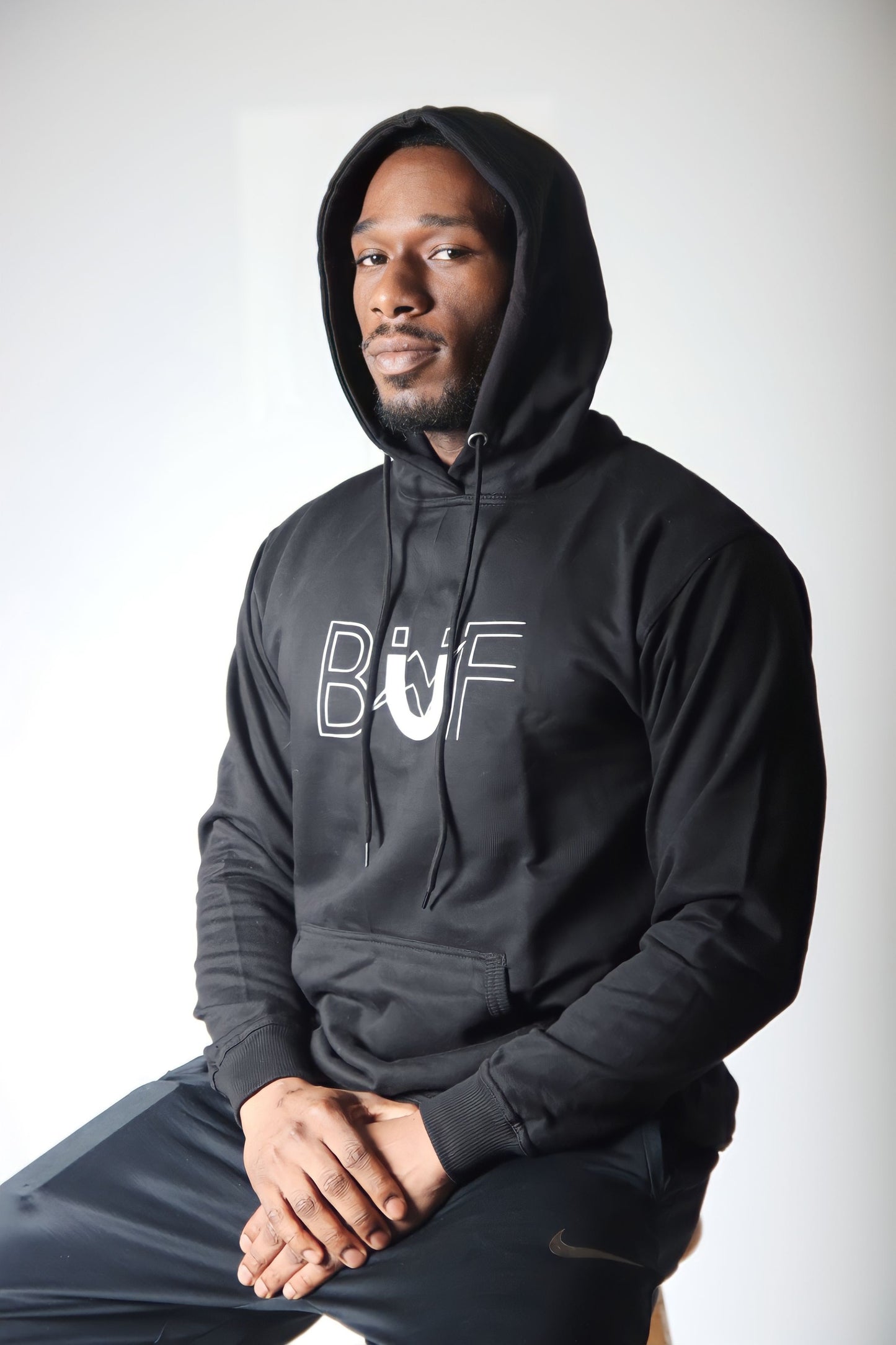 Unisex Black/White Pullover Hoodie