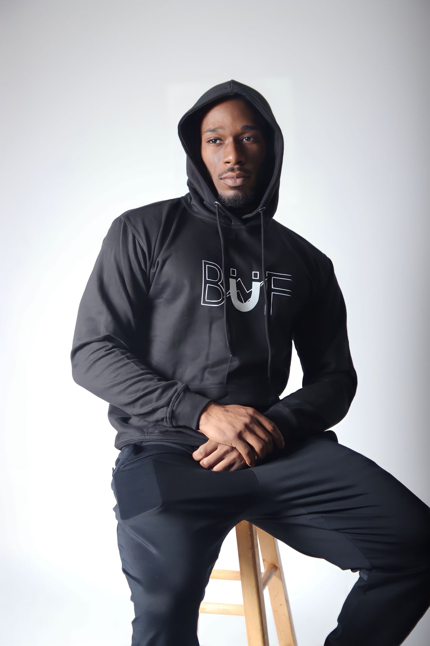 Unisex Black/White Pullover Hoodie