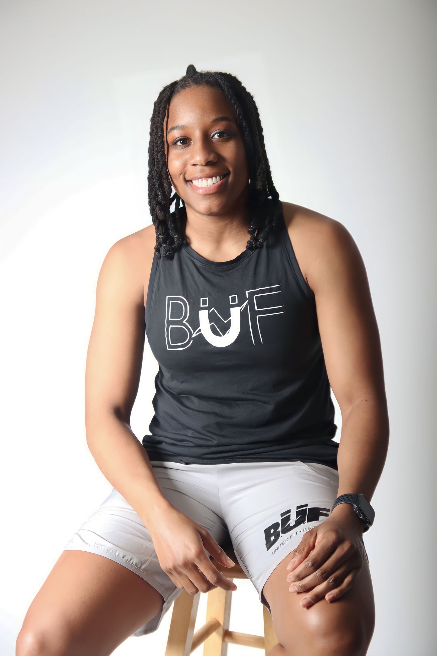 Ladies Black/White PosiCharge Tri-Blend Wicking Tank