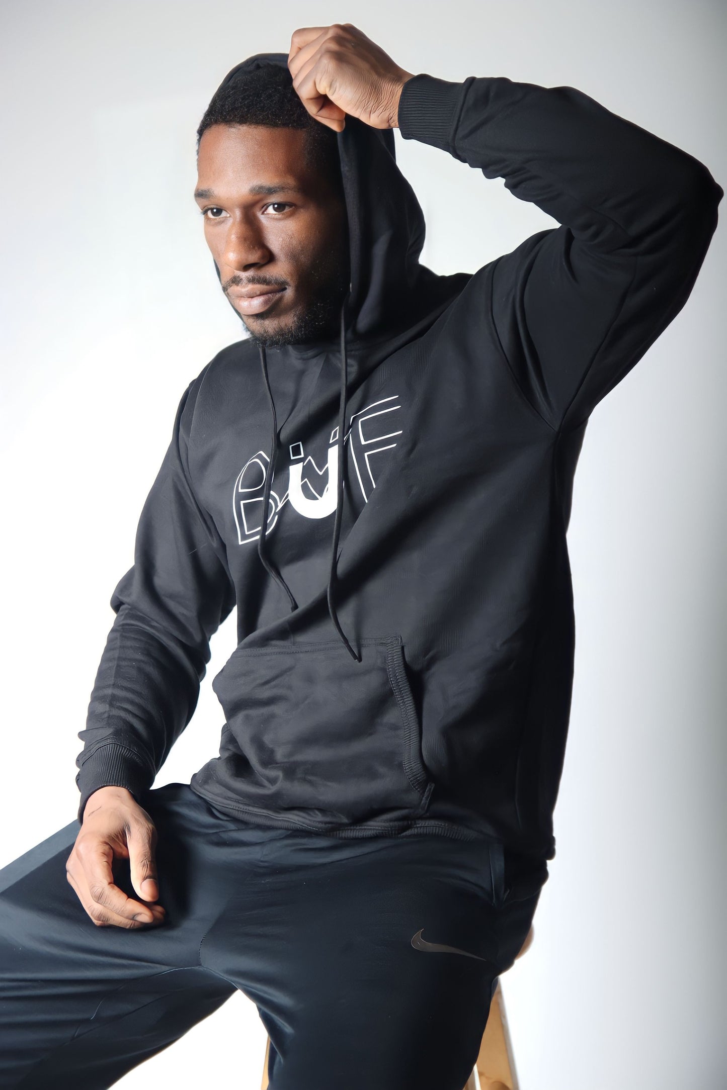 Unisex Black/White Pullover Hoodie