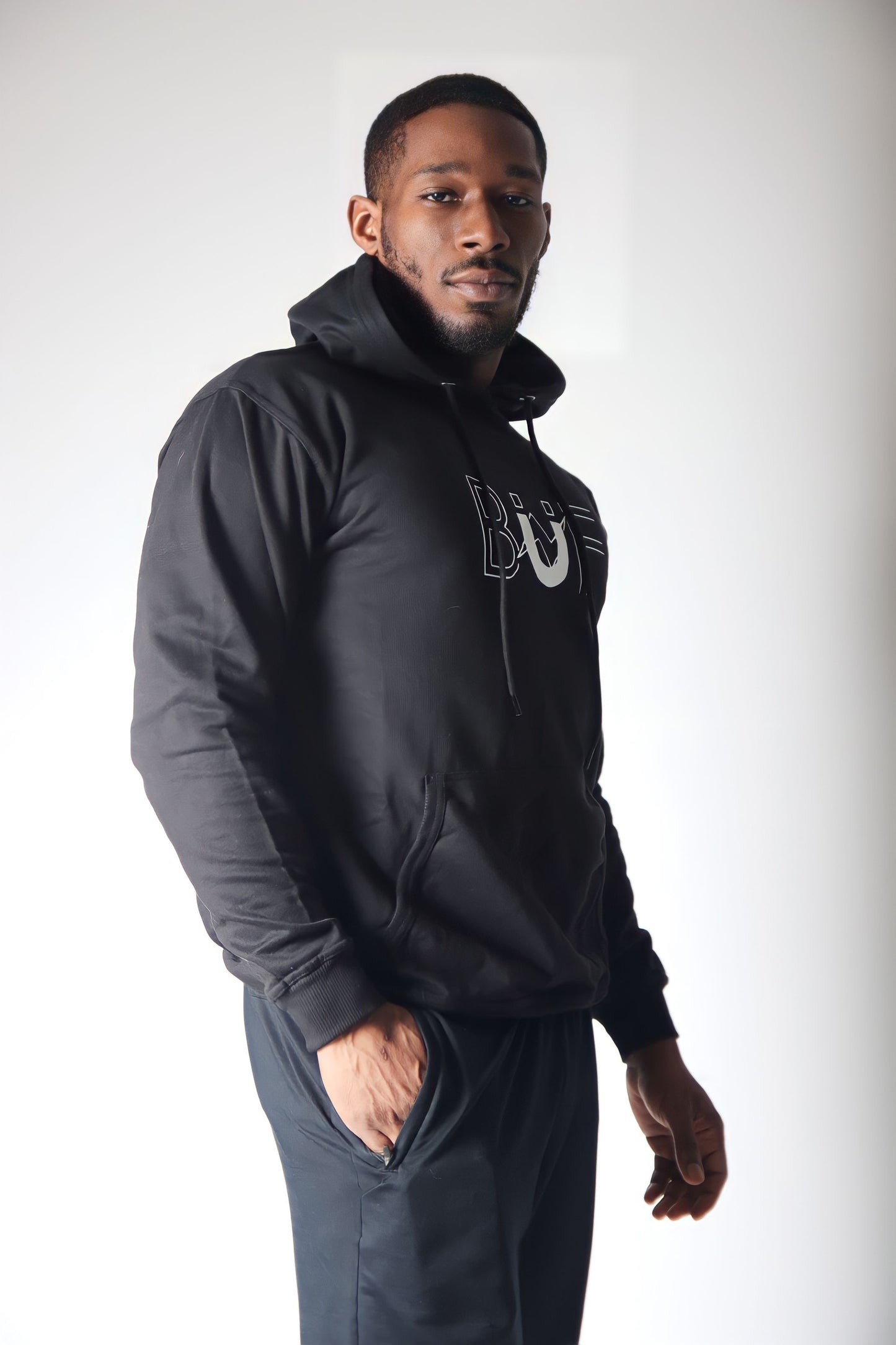 Unisex Black/White Pullover Hoodie