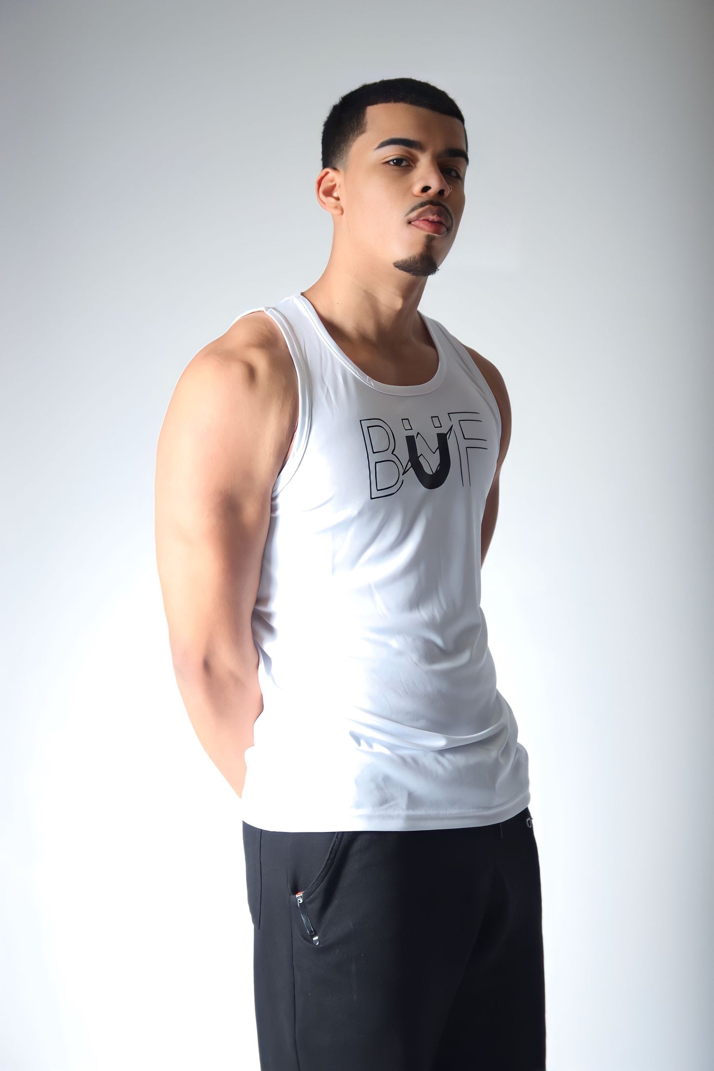 Men’s White/Black Performance Tank Top
