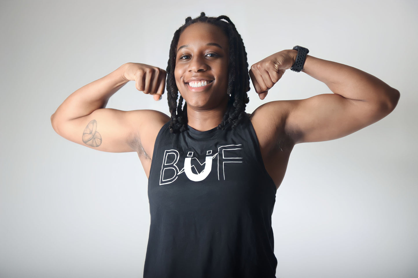 Ladies Black/White PosiCharge Tri-Blend Wicking Tank
