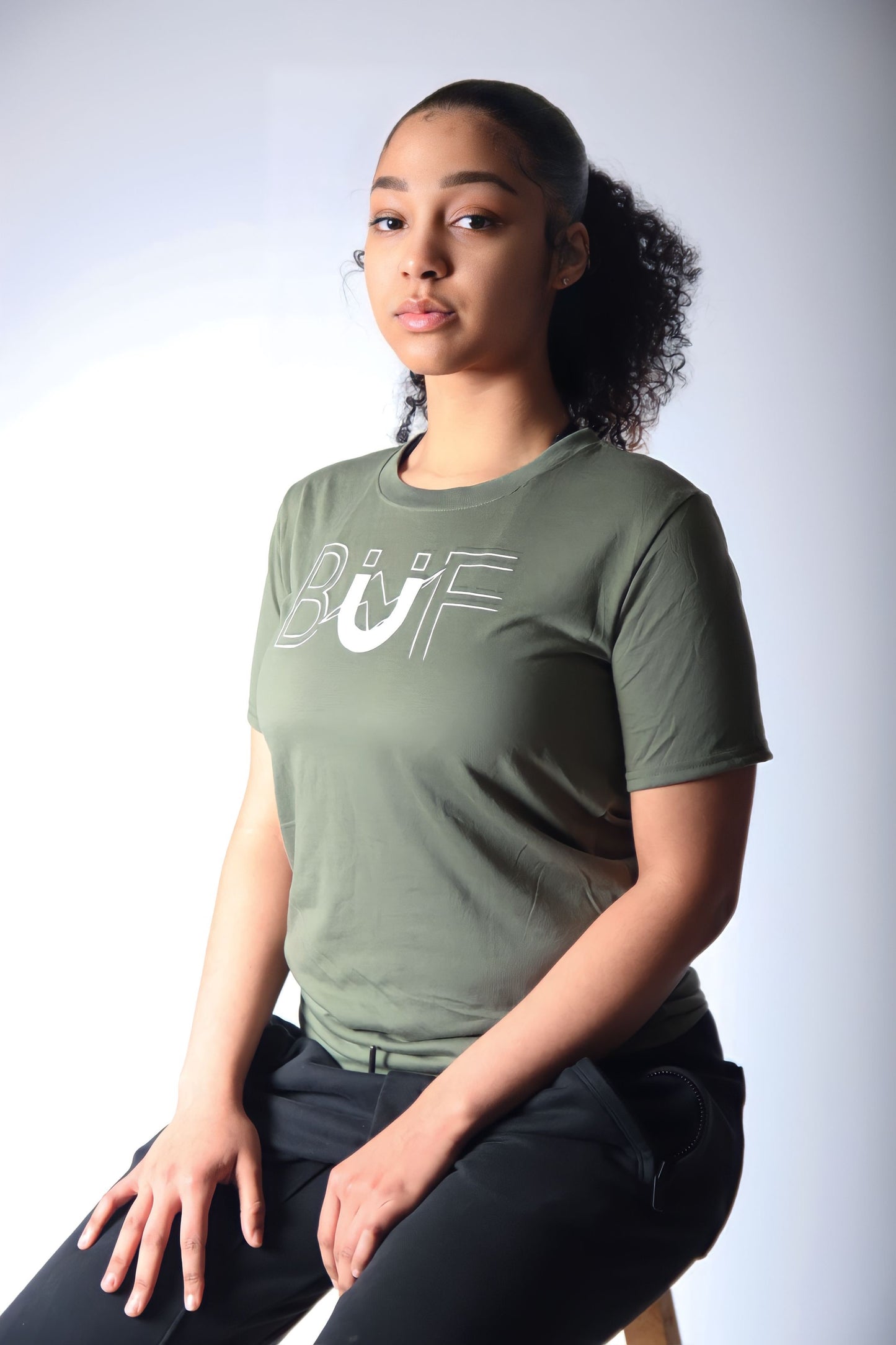 Unisex Military Green/White Performance T-Shirt