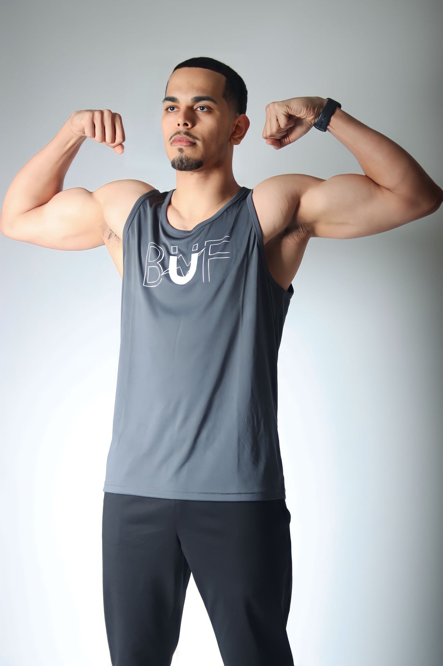 Men’s Grey/White Performance Tank Top