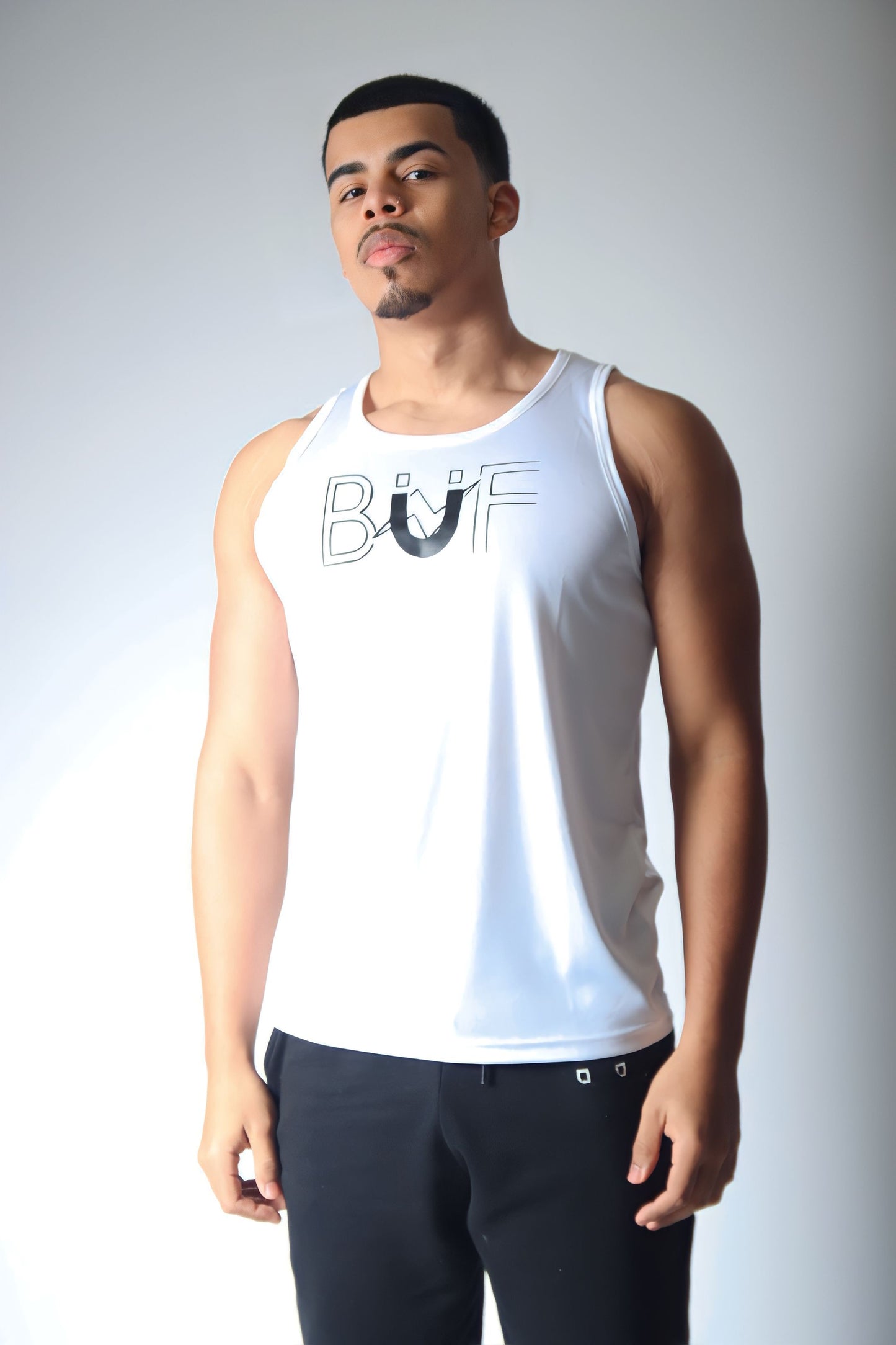 Men’s White/Black Performance Tank Top