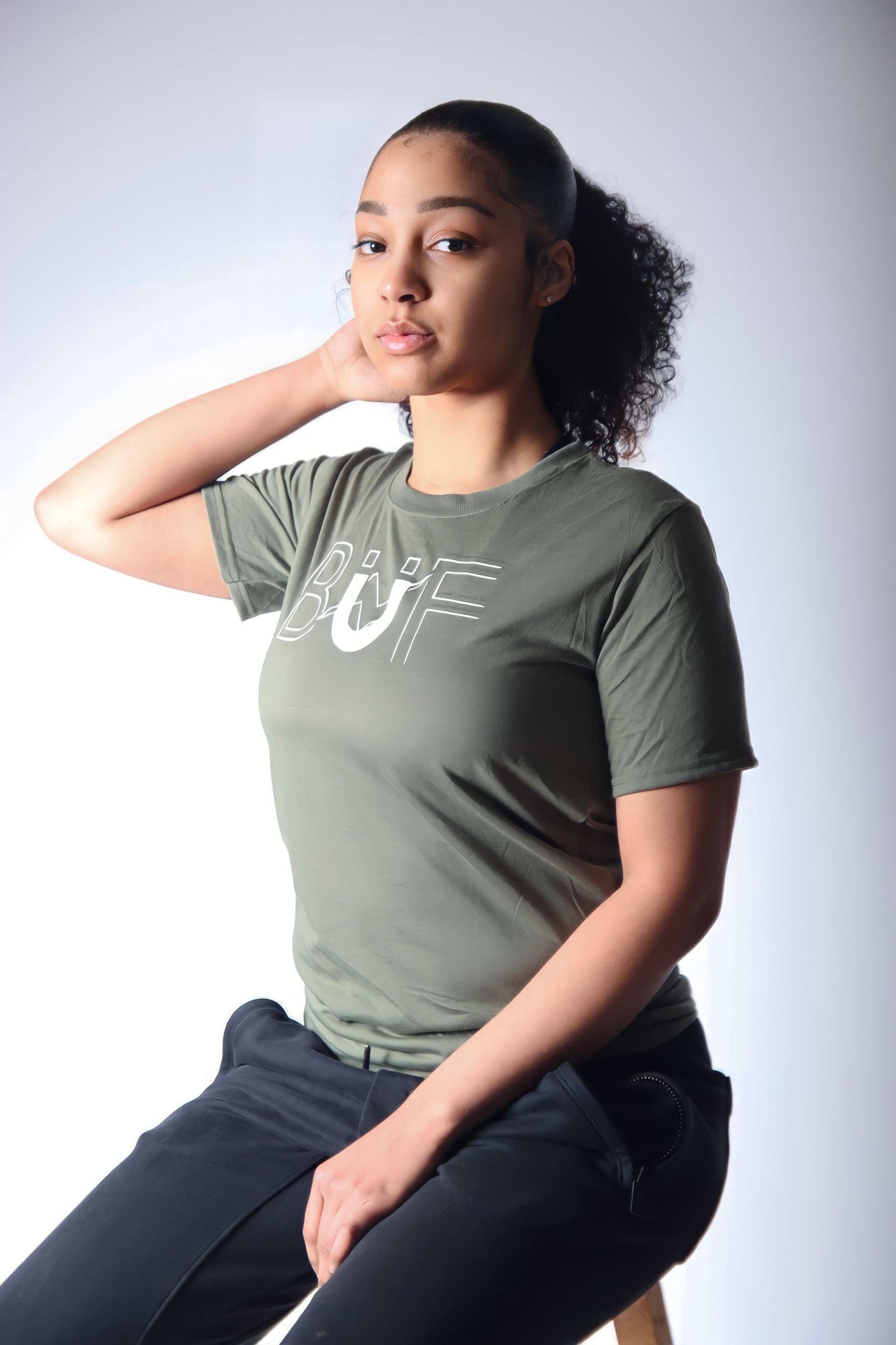 Unisex Military Green/White Performance T-Shirt