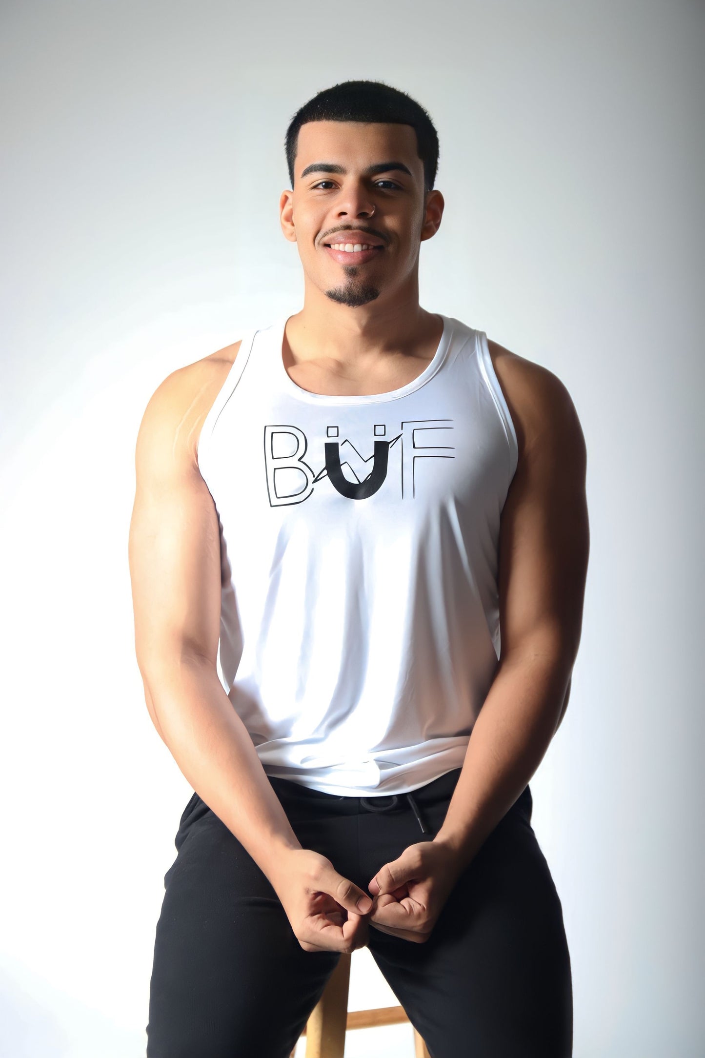 Men’s White/Black Performance Tank Top