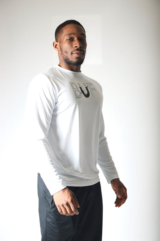 Unisex White/Black Performance Long Sleeve T-Shirt