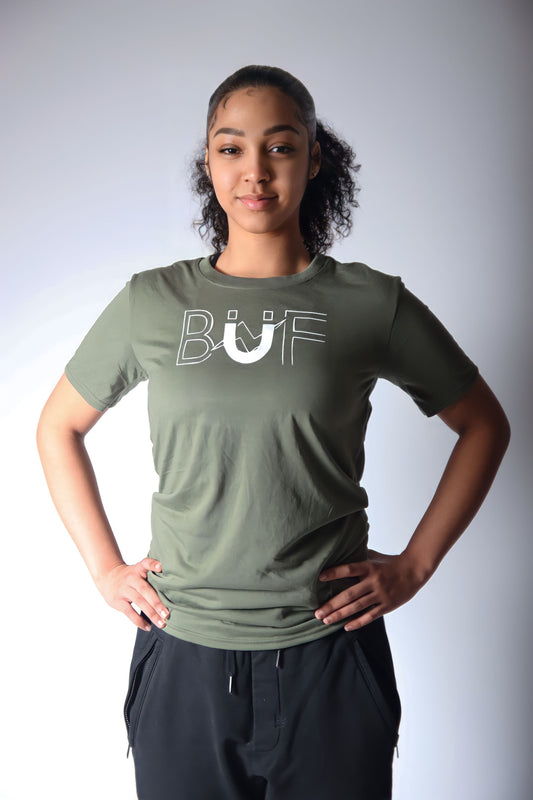 Unisex Military Green/White Performance T-Shirt